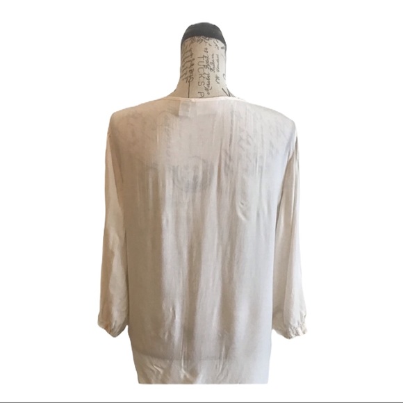 Chico’s Boho Style Cream Top Medium - Picture 5 of 6